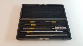 Vintage Starrett Inside Micrometer Depth Gauge Set W/original Case