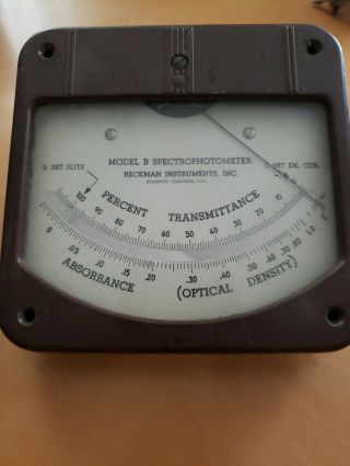 Vtg 5 " Beckman Instruments Inc.  Spectrophotometer Analog Panel Meter Model B