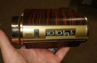 Vintage Sankyo Model 412 Digital Flip Roll Alarm Clock Wood Grain Retro.