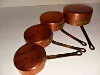 4 Piece Vintage Heavy Duty Copper Measuring Cups/pans,  Stackable
