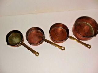 4 Piece Vintage Heavy Duty Copper Measuring Cups/pans,  Stackable 4