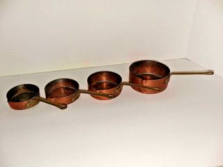4 Piece Vintage Heavy Duty Copper Measuring Cups/pans,  Stackable 5