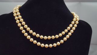 Vintage Monet Double Strand Hand Knotted Faux Pearl Necklace Off - White Pearline