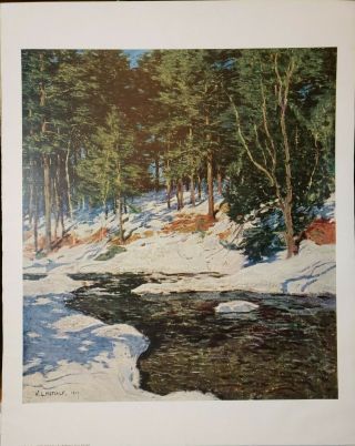 Vintage S.  A.  C.  William Leroy Metcalf " Icebound " Art Print 15.  75 " X 14.  25 "