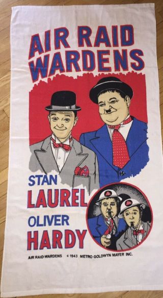 Vintage Stan Laurel & Hardy Air Raid Wardens Cotton Beach Towel Oliver Hardy
