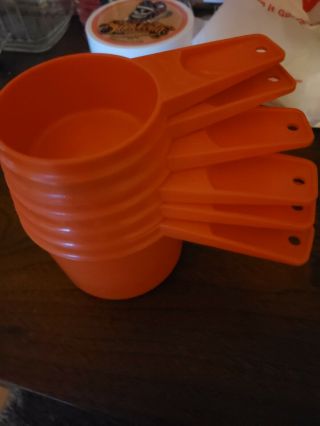Vintage Tupperware Bright Orange Measuring Cups Complete Set Of 6