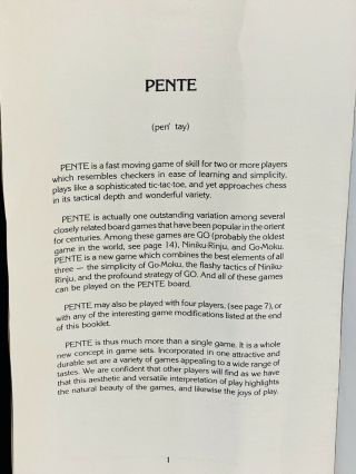 Vintage Pente Strategy Pente 1980 Board Game Black Tube 6 Colors Bonus Book. 8