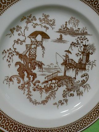 Set of 3 vintage SPODE COPELAND Golden Asian scene plates.  3 maker ' s marks 7 7/8 3