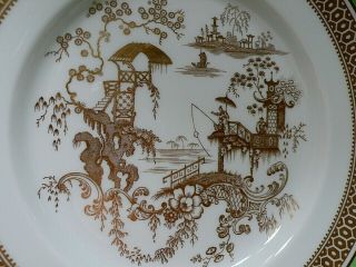 Set of 3 vintage SPODE COPELAND Golden Asian scene plates.  3 maker ' s marks 7 7/8 7