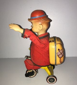 Vintage Tin Litho Battery Operated Boy Clown On Tricycle 3