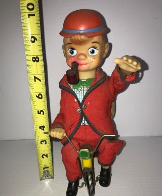 Vintage Tin Litho Battery Operated Boy Clown On Tricycle 6