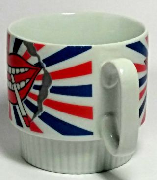 Vintage Red White Blue Coffee Mug Tea Cup 10fl oz Smile Lips Cigarette Exclusive 4