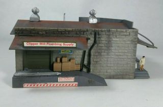 Vintage HO Scale Train Building Detailed House Factory Model plumber Shop 3