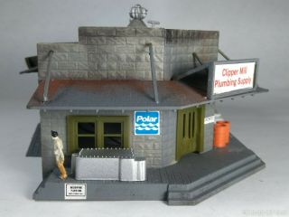 Vintage HO Scale Train Building Detailed House Factory Model plumber Shop 4