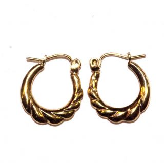 10k Yellow Gold Ladies Fancy Hoop Earrings.  8g Estate Vintage