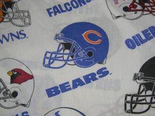 Vtg Nfl Football Twin Size Fitted Bed Sheet Cotton/poly Fabric Bears Packers