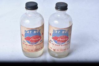Vintage Rat And Mouse Poison Extermination Rat Nox 8 Oz Set Of 2 Bottles