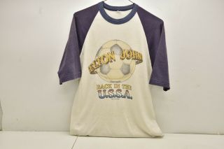 Vtg 1979 Elton John Tour T - Shirt Soccer Ball Concert Back In The Ussa