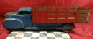 Vintage 1930s Wyandotte Stake Truck | Pressed Steal | Red & Blue
