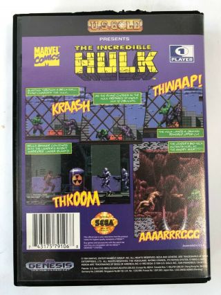 Vintage 1994 Sega Genesis Pair Complete Incredible Hulk w/ Poster & Spiderman 7