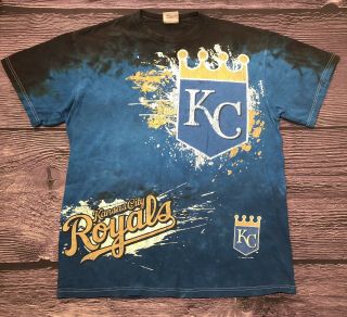Vintage Kansas City Royals Shirt Tie Dye Double Sided Mens Large