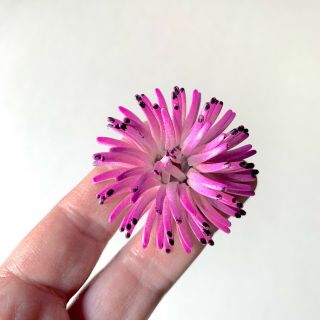 Vintage Coro Pink Enamel Flower Pin Brooch Dome Dimensional Shape