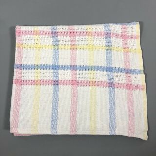 Vintage Beacon Baby Blanket Pastel Multicolor Plaid White // Wpl 1675