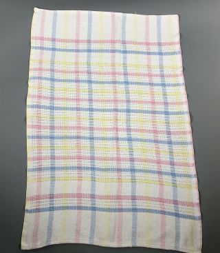Vintage Beacon Baby Blanket Pastel Multicolor Plaid White // WPL 1675 2
