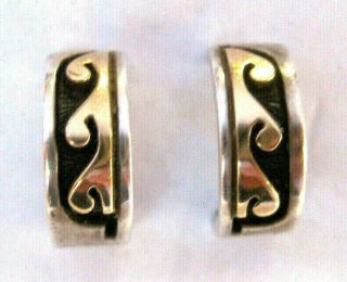 Vintage Signed BEAR Native American 14K Yellow Gold & Sterling Silver Earrings 4