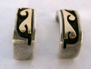 Vintage Signed BEAR Native American 14K Yellow Gold & Sterling Silver Earrings 7