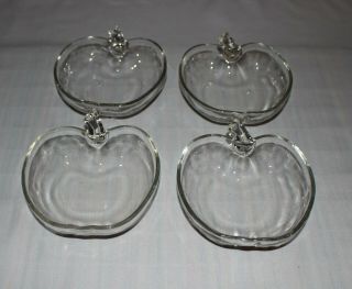 Vintage Hazel Atlas Orchard Pattern Clear Glassware Apple Dessert Bowls - Set Of