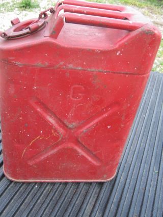 20 - 5 - 52 Vintage U.  S.  Military Water Fuel Tank Metal Red Can 5 Gallons