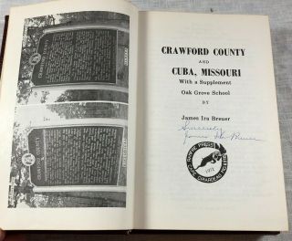 Crawford County and Cuba Missouri by James Ira Breuer,  Signed,  1972 - History 4