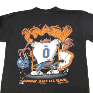 Vintage 90 ' s Chicago Bears Mens Shirt L NFL TAZ 2 - sided Bad To The Bone NOS Tee 7