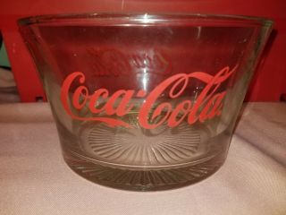 Vintage Coca - Cola Glass Bowl - Clear Glass With Red Logo - 2 Quart Size
