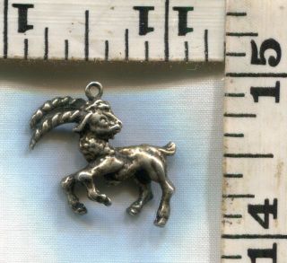 Vintage Sterling Bracelet Charm An Oldie Long Horned Goat With Great Patina $16