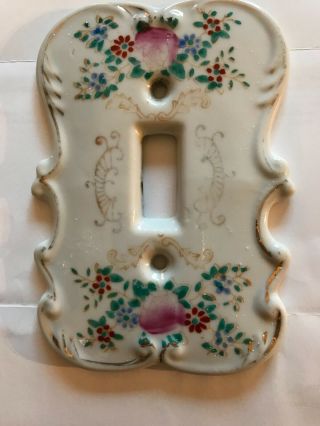 Vintage Floral Single Light Switch Bone China Porcelain Switch Plate Cover Japan