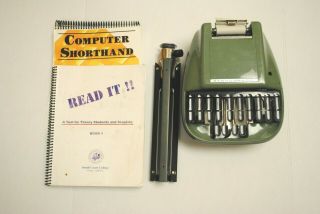 Vintage Stenograph Machine W/original Tripod Stand & 2 Books Quality Usa