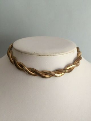 Vtg Forstner 1/20 12kt G.  F.  Braided Snake Chain Gold Filled Choker Necklace