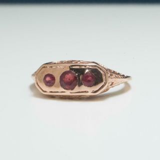 Lovely Vintage.  33ctw Ruby 14k Rose Gold/sterling Filigree Ring