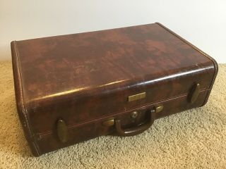 Vintage Samsonite Shwayder Bros 21 " Brown Suitcase Luggage Leather Hardshell