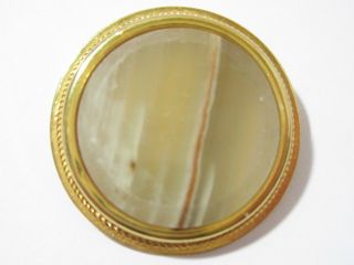 Gemstone Alabaster Or Marble Pin Crafted Signed Made In Italy Gold Tone Vintage