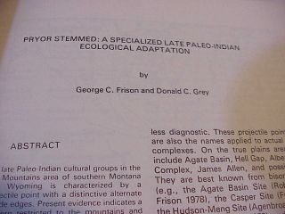 George C Frison Wyoming Archaeology Pryor Stemmed Projectial Point Article