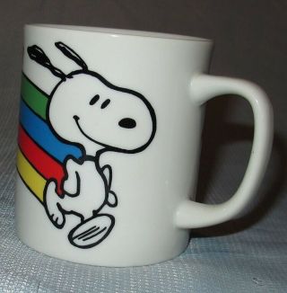 Vintage 1958 Snoopy Mug Rainbow " This Has Been A Happy Day " Coffee Mug Cup