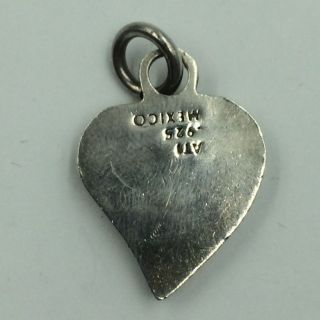 Vintage Mexican Sterling Silver 925 Red Stone Inlay Heart Pendant 4