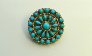 Vintage Native Navajo Southwest 925 Sterling Silver Turquoise Pin Brooch