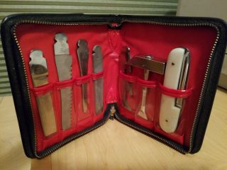 Vintage Japanese Pocket Knife Tool Set With Case Stainless Steel