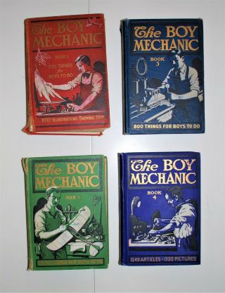 Complete Set Popular Mechanics The Boy Mechanic Books 1 - 4.  1st Editions (some)