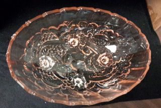 Vintage Indiana Glass Pink Footed Oval Center Fruit Bowl