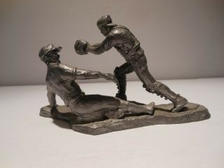 Vtg Pewter Figurine Of Baseball Catching At Home Plate (ricker)